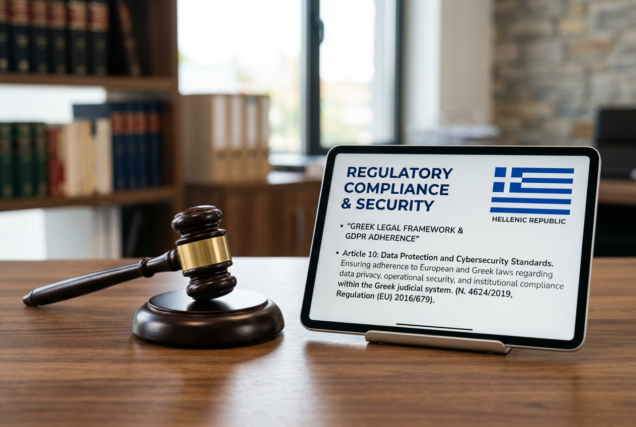 Legal gavel and documents representing Greek gambling laws.