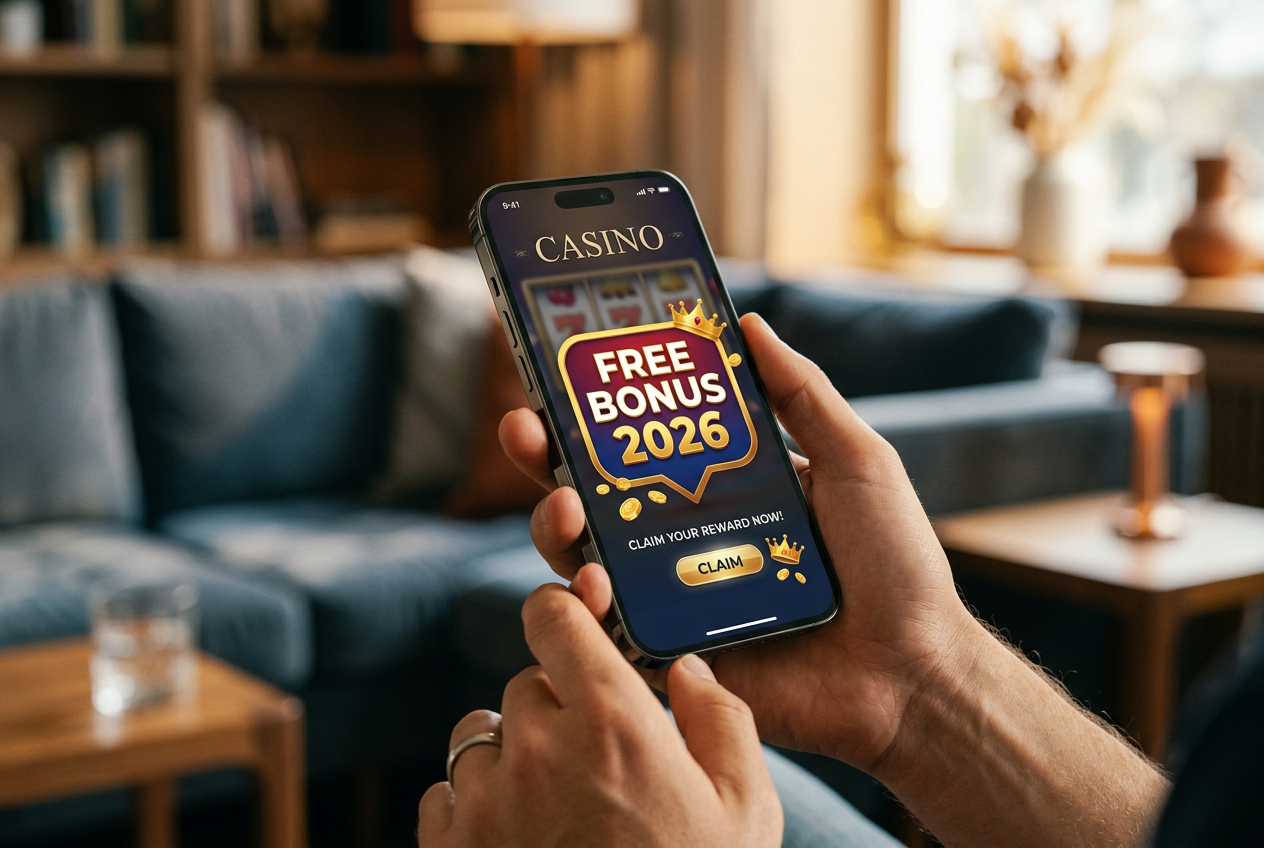 Smartphone screen showing a 2026 casino bonus offer.